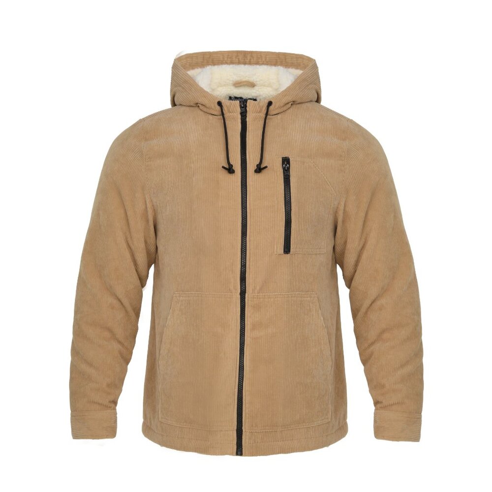 Jakets for Men Hooded Fleece Warm Fuzzy Sherpa Lined Winter Coat Size M